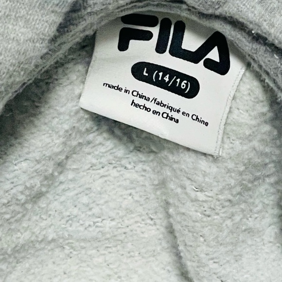 Fila Gray Youth Hoodie with Blue and Pink Accents - Picture 4 of 5
